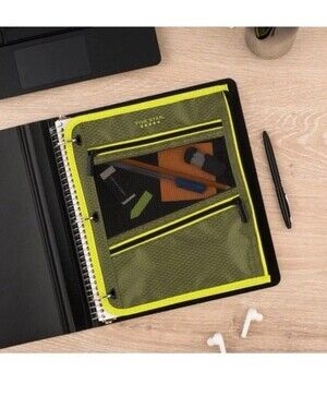 Large Pencil Pouch School Office College 2pc Five Star Olive/Citrus Size 11"x 9"